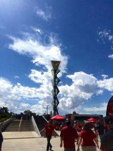 The Olympic torch in the south end zone at Rice-Eccles Stadium.