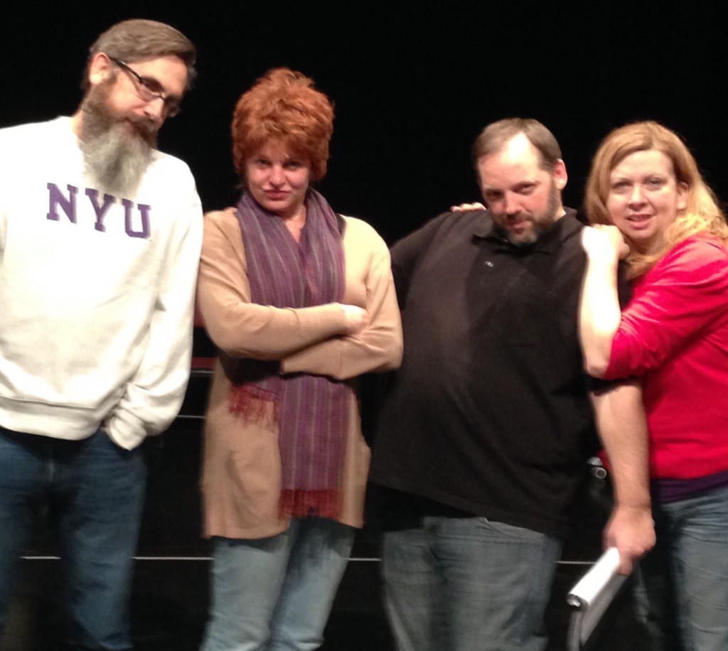 Cast for Elaine Jarvik's Based On A True Story, Plan-B Theatre (from left): Mark Fossen, Nell Gwynn, Jason Bowcutt and Colleen Baum.