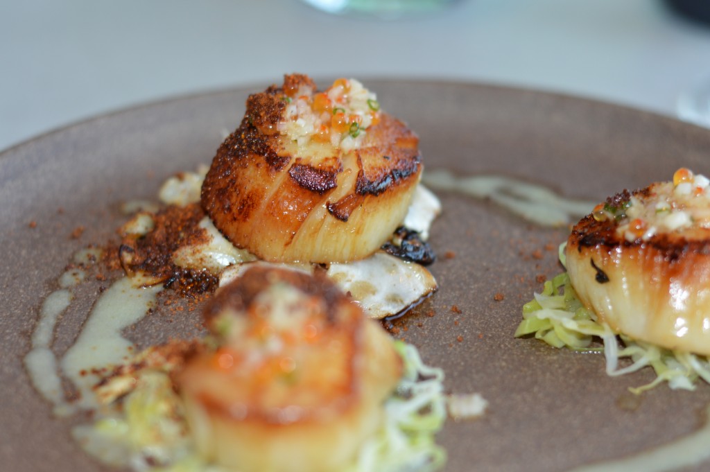 Diver scallops with vegetable dirt